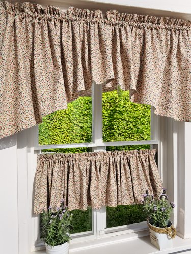 ZESTAW LAMBREKIN + ZAZDROSTKA BEŻ KOLOROWE KWIATUSZKI 2