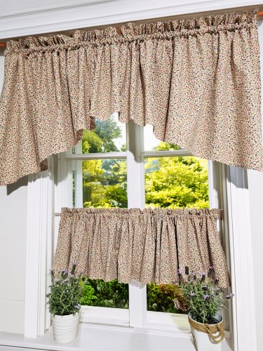 Zestaw lambrekin + zazdrostka beż kolorowe kwiatuszki 2