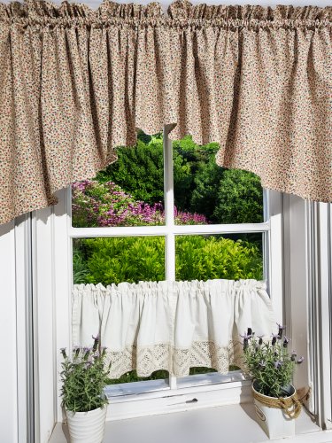 ZESTAW LAMBREKIN + ZAZDROSTKA BEŻ KOLOROWE KWIATUSZKI