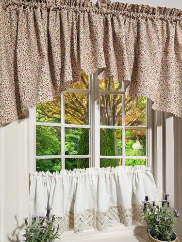 ZESTAW LAMBREKIN + ZAZDROSTKA BEŻ KOLOROWE KWIATUSZKI