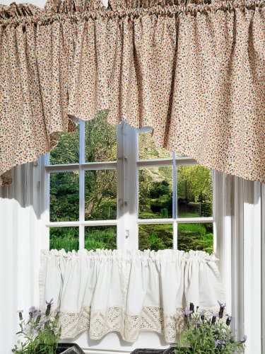 ZESTAW LAMBREKIN + ZAZDROSTKA BEŻ KOLOROWE KWIATUSZKI