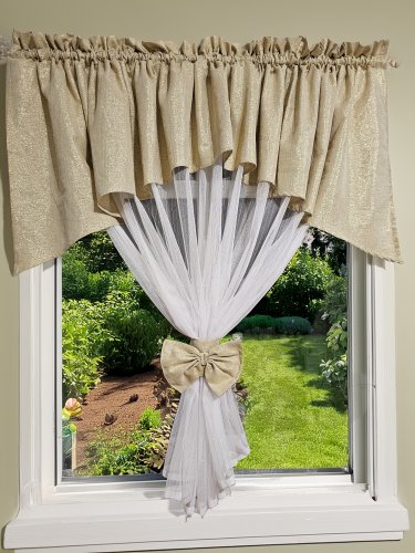 FIRANA GOTOWA ZŁOTY LAMBREKIN FIRANA ZŁOTE NITKI 300cm/160cm 