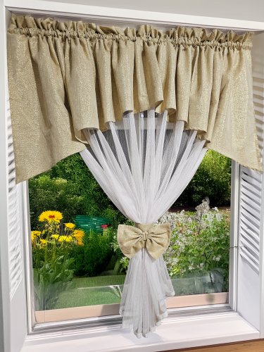 Firana gotowa złoty lambrekin firana złote nitki 300cm/160cm