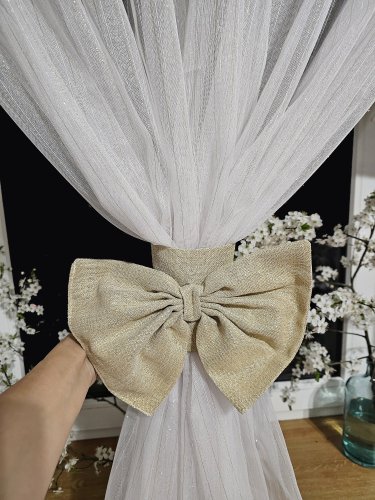 FIRANA GOTOWA ZŁOTY LAMBREKIN FIRANA ZŁOTE NITKI 300cm/160cm 