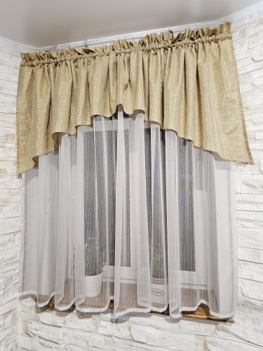 FIRANA GOTOWA ZŁOTY LAMBREKIN FIRANA ZŁOTE NITKI 300cm/160cm 