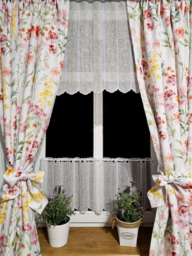 ZAKOSTYL ZASŁONY + ZAZDROSTKA + LAMBREKIN WIOSNA KWIATY