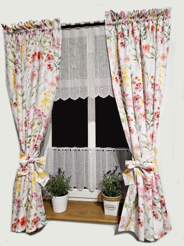 Zakostyl zasłony + zazdrostka + lambrekin wiosna kwiaty