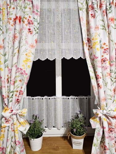 ZAKOSTYL ZASŁONY + ZAZDROSTKA + LAMBREKIN WIOSNA KWIATY