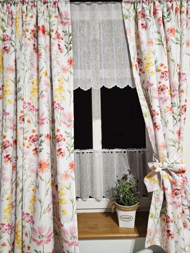 ZAKOSTYL ZASŁONY + ZAZDROSTKA + LAMBREKIN WIOSNA KWIATY