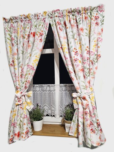 ZAKOSTYL ZASŁONY + ZAZDROSTKA WIOSNA KWIATY PLAMOODPORNA