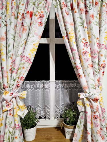 ZAKOSTYL ZASŁONY + ZAZDROSTKA WIOSNA KWIATY PLAMOODPORNA