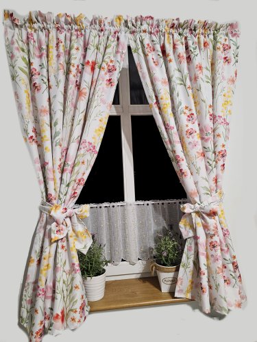 ZAKOSTYL ZASŁONY + ZAZDROSTKA WIOSNA KWIATY PLAMOODPORNA