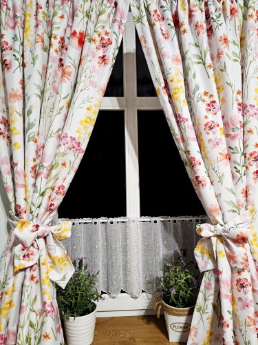 ZAKOSTYL ZASŁONY + ZAZDROSTKA WIOSNA KWIATY PLAMOODPORNA