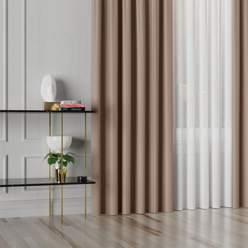 ZASŁONA GRETA BLACKOUT ZACIEMNIAJĄCA max320cm (KOLOR 007) JASNY BRĄZOWY