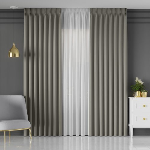 ZASŁONA GRETA BLACKOUT ZACIEMNIAJĄCA max320cm (KOLOR 011) CIEMNO BEŻOWO SZARY