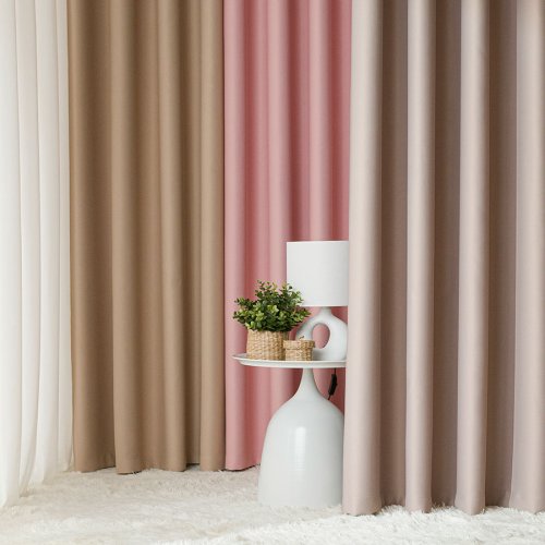 ZASŁONA BLACKOUT ZACIEMNIAJĄCA140CM/250CM PRZELOTKA (KOLOR 212) CIEMNY CHŁODNY BEŻOWY