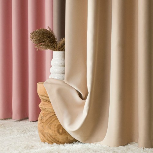 ZASŁONA BLACKOUT ZACIEMNIAJĄCA140CM/250CM PRZELOTKA (KOLOR 218) JASNY CHŁODNY BEŻOWY