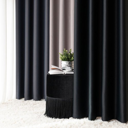 ZASŁONA BLACKOUT ZACIEMNIAJĄCA140CM/250CM PRZELOTKA (KOLOR 846) CZARNY