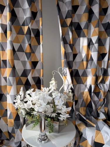 ZASŁONA GEOMETRYCZNE ŻÓŁTE SZER.140cm