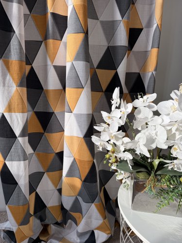 ZASŁONA GEOMETRYCZNE ŻÓŁTE SZER.140cm