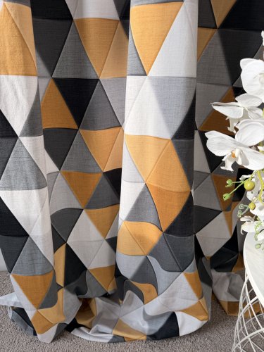 ZASŁONA GEOMETRYCZNE ŻÓŁTE SZER.140cm