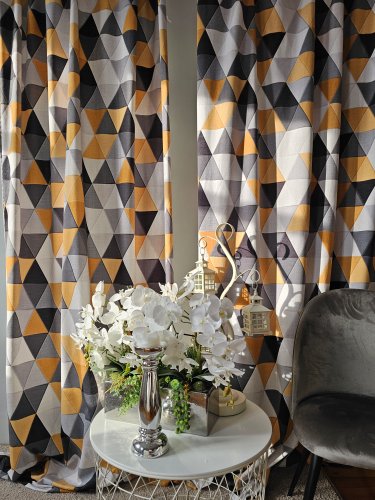 ZASŁONA GEOMETRYCZNE ŻÓŁTE SZER.140cm