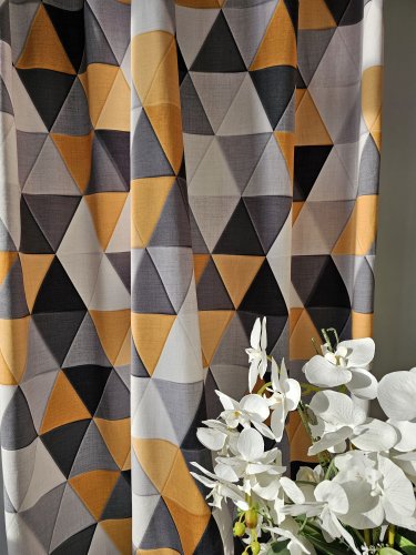 ZASŁONA GEOMETRYCZNE ŻÓŁTE SZER.140cm