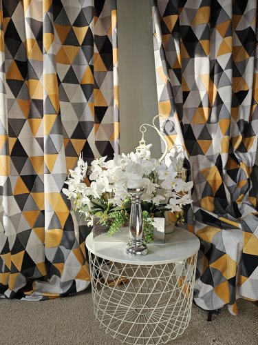 Zasłona geometryczne żółte szer.140cm