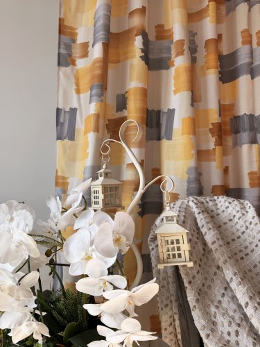 ZASŁONA NOWOCZESNA WZÓR SZARO ŻÓŁTY SZER.140cm