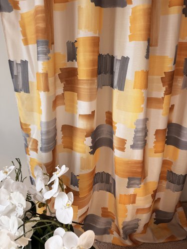 ZASŁONA NOWOCZESNA WZÓR SZARO ŻÓŁTY SZER.140cm