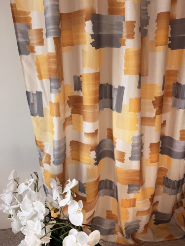 ZASŁONA NOWOCZESNA WZÓR SZARO ŻÓŁTY SZER.140cm