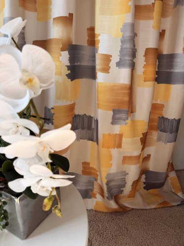 ZASŁONA NOWOCZESNA WZÓR SZARO ŻÓŁTY SZER.140cm