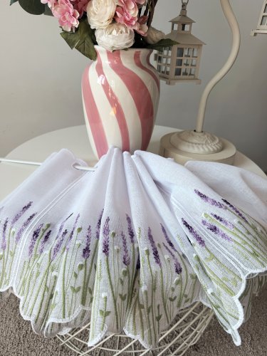 Zazdrostka panel natural haft lawenda 17/35cm/60cm  (cena za 0,50mb)