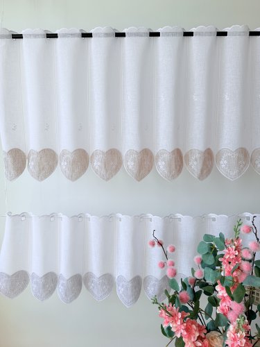 Zazdrostka panel natural haft beż brąz serca 40cm/60cm  (1panel=1sztuka)