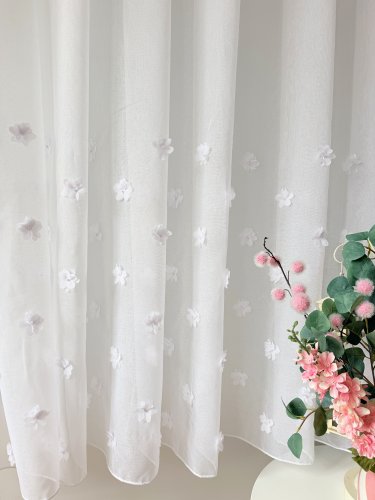 FIRANA ETAMINA PERŁA KWIATY 3D 140cm/250cm 