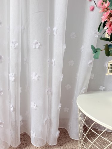 Firana etamina perła kwiaty 3d 140cm/250cm