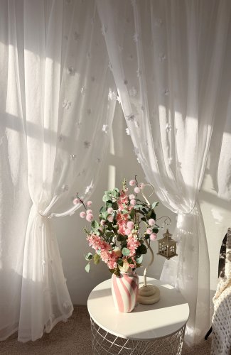 Firana etamina perła kwiaty 3d bokiem kwiaty