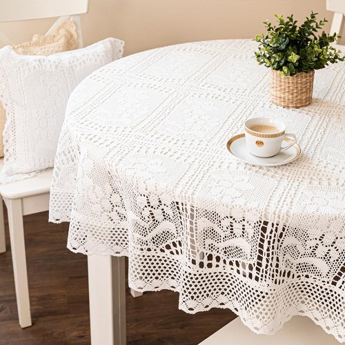 Obrus inka biel koronka okrągły