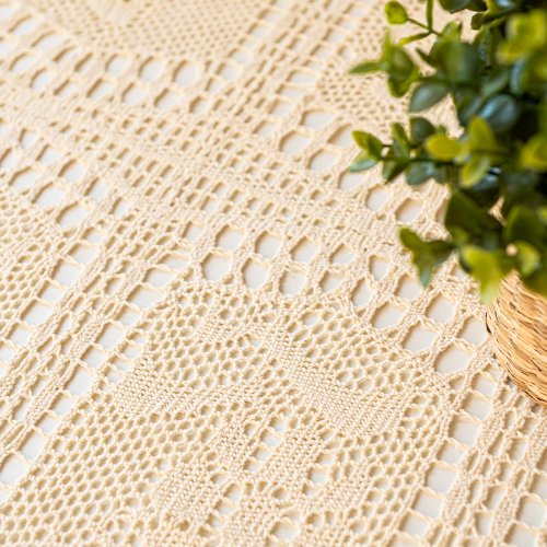 OBRUS INKA ECRU/KREM KORONKA OKRĄGŁY