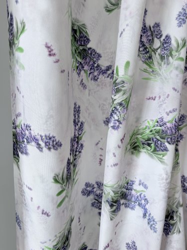 ZASŁONA LAWENDA BUKIETY  WODOODPORNA SZER.150cm