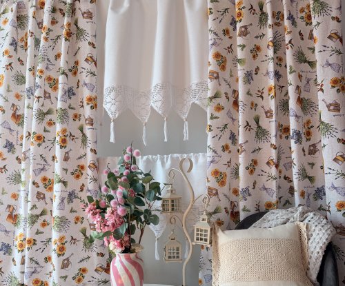 ZAKOSTYL ZASŁONY + ZAZDROSTKA + LAMBREKIN SONECZNIKI LAWENDA