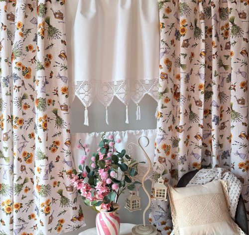 ZAKOSTYL ZASŁONY + ZAZDROSTKA + LAMBREKIN SONECZNIKI LAWENDA