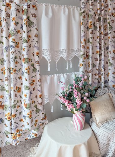 ZAKOSTYL ZASŁONY + ZAZDROSTKA + LAMBREKIN SONECZNIKI LAWENDA