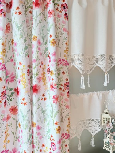 ZAKOSTYL ZASŁONY + ZAZDROSTKA + LAMBREKIN WIOSNA KWIATY