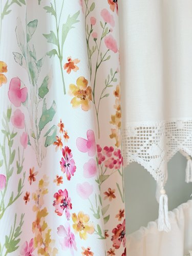 ZAKOSTYL ZASŁONY + ZAZDROSTKA + LAMBREKIN WIOSNA KWIATY