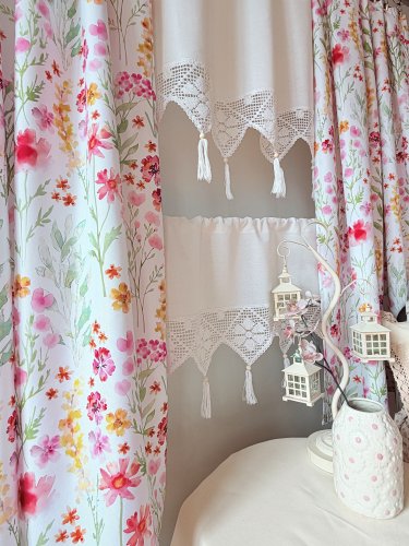 ZAKOSTYL ZASŁONY + ZAZDROSTKA + LAMBREKIN WIOSNA KWIATY