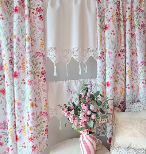 ZAKOSTYL ZASŁONY + ZAZDROSTKA + LAMBREKIN WIOSNA KWIATY