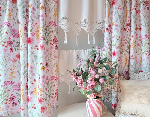 ZAKOSTYL ZASŁONY + ZAZDROSTKA + LAMBREKIN WIOSNA KWIATY