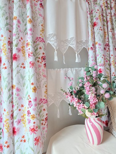 ZAKOSTYL ZASŁONY + ZAZDROSTKA + LAMBREKIN WIOSNA KWIATY