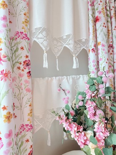 ZAKOSTYL ZASŁONY + ZAZDROSTKA + LAMBREKIN WIOSNA KWIATY
